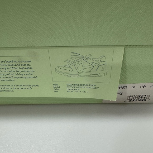 Off-White Out of Office Specials Sneakers Grey Croc Men’s Size 12 - Picture 9 of 9